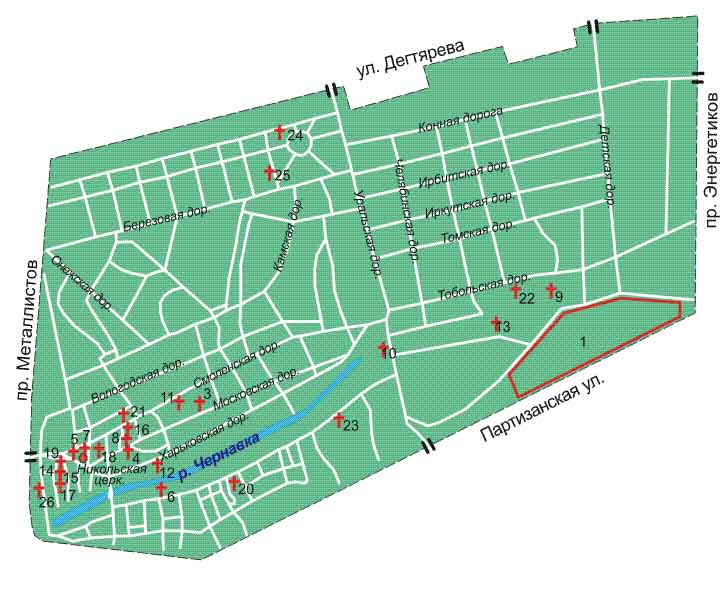 Карта Большеохтинского кладбища