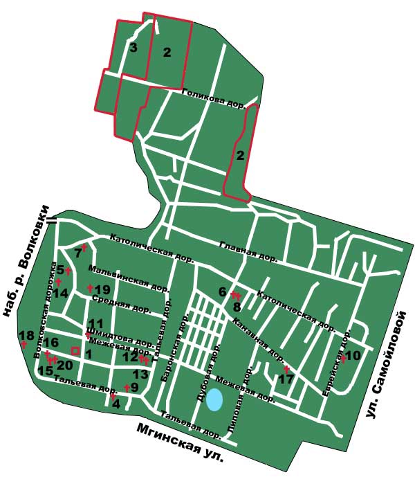 Карта Волковского лютеранского кладбища